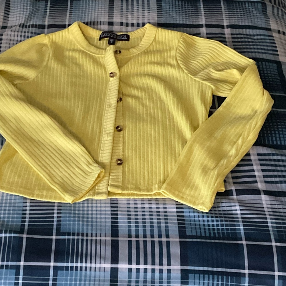 TRIXXI GIRL. Yellow Ribbed Cardigan SIZE 10